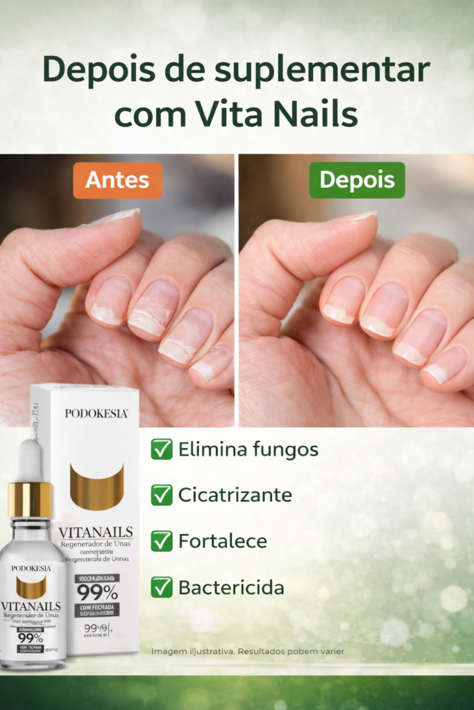 antes e depois de suplementar unhas fracas com Vitanails